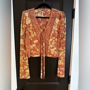 Free People mesh bell sleeve top, XS